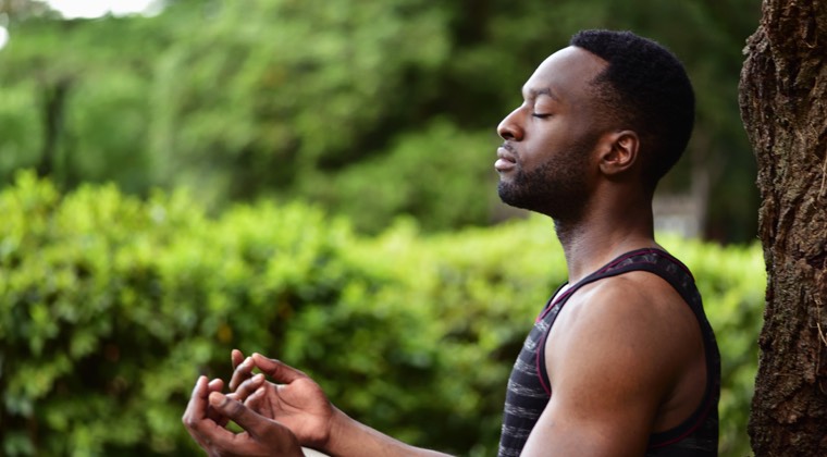 a woman meditating